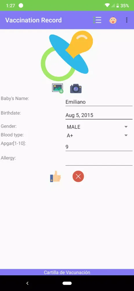 Capturas de tela do Vaccination Record