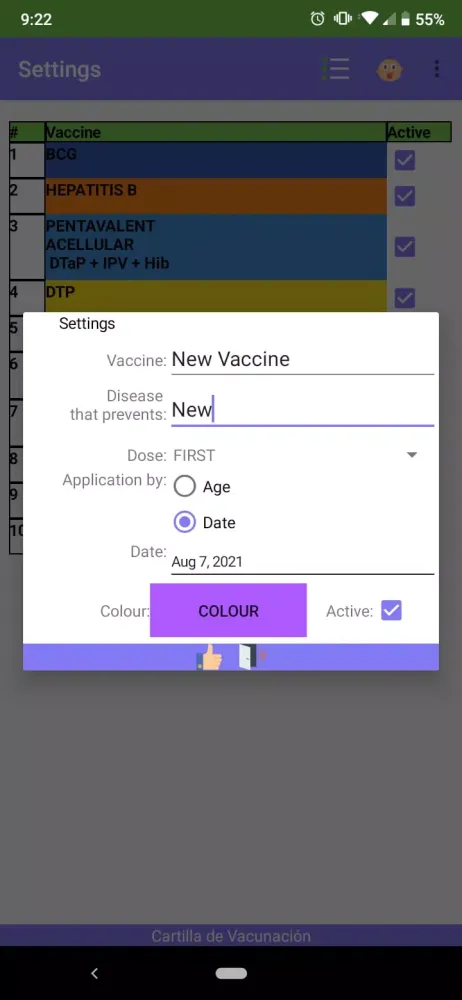 Capturas de tela do Vaccination Record