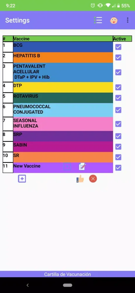 Capturas de tela do Vaccination Record