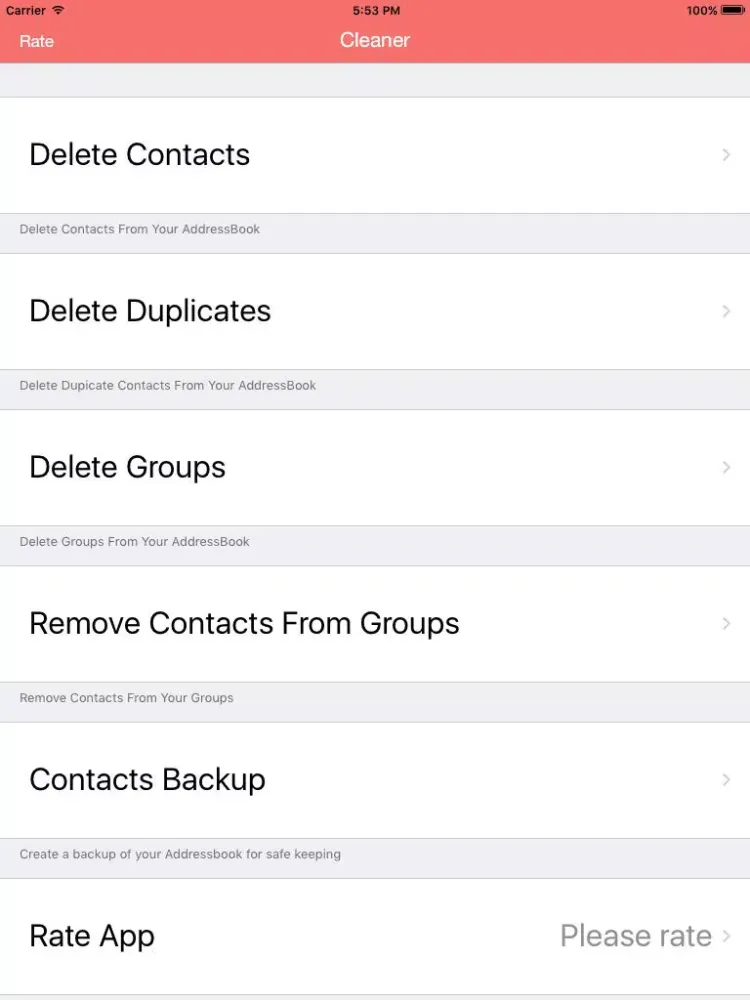 Zrzuty ekranu Contacts Cleaner - Delete & Merge & Backup Master Duplicate Contacts iPad 
