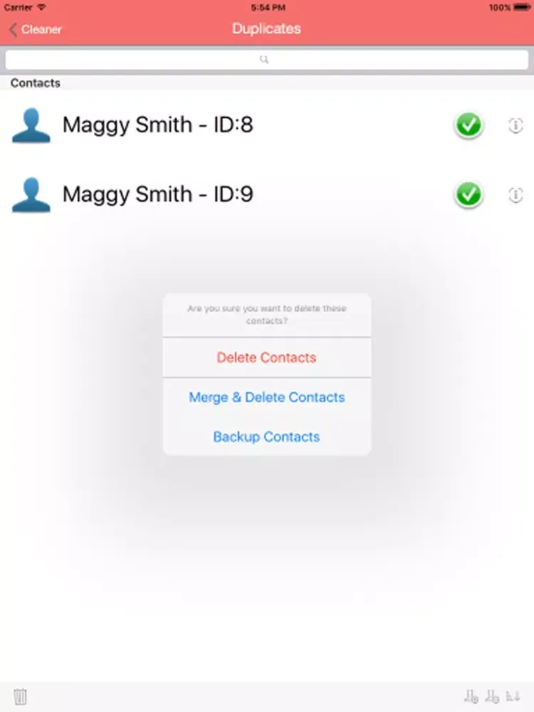 Zrzuty ekranu Contacts Cleaner - Delete & Merge & Backup Master Duplicate Contacts iPad 