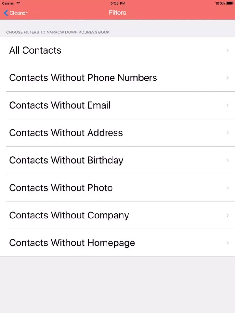Zrzuty ekranu Contacts Cleaner - Delete & Merge & Backup Master Duplicate Contacts iPad 
