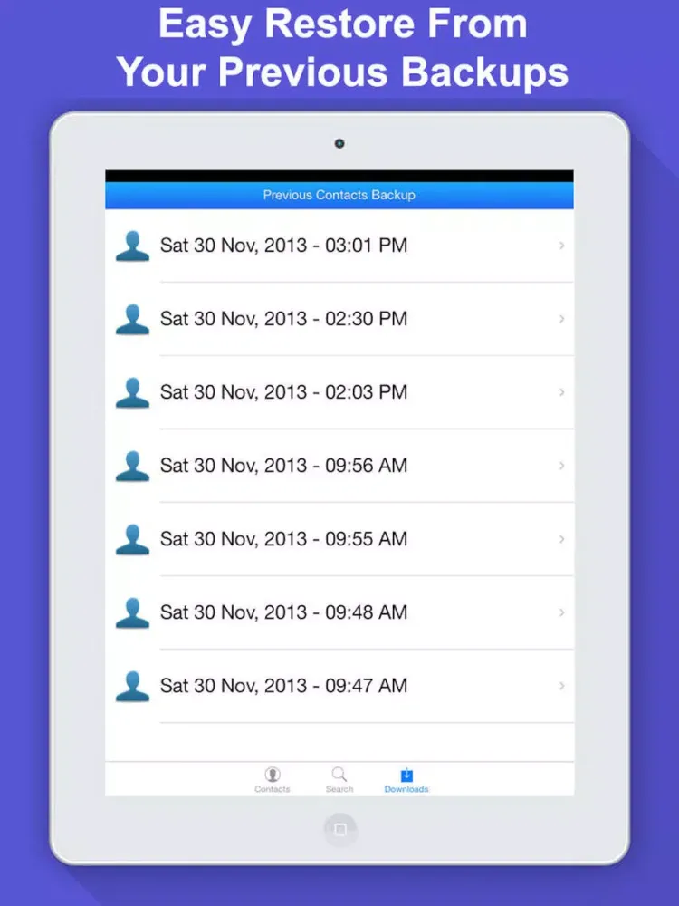 Addressbook Contacts Backup & Install One Touch iPad  Screenshots