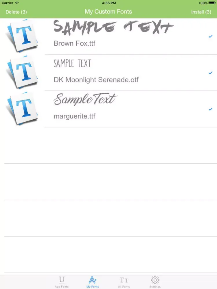 ALLFONTS - Install Any & All New Custom Fonts iPad 应用截图