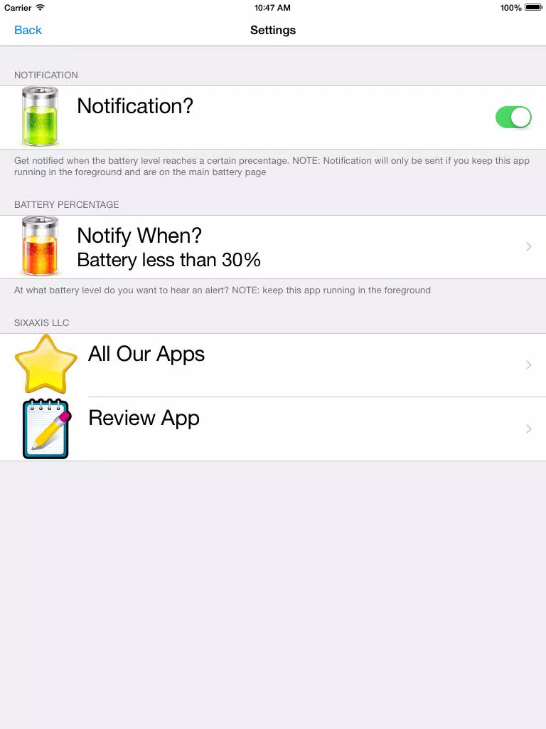 Capturas de tela do iPower - Glance Battery Usage On Watch iPad 