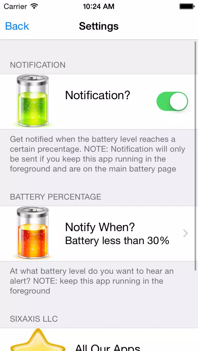 Capturas de tela do iPower - Glance Battery Usage On Watch