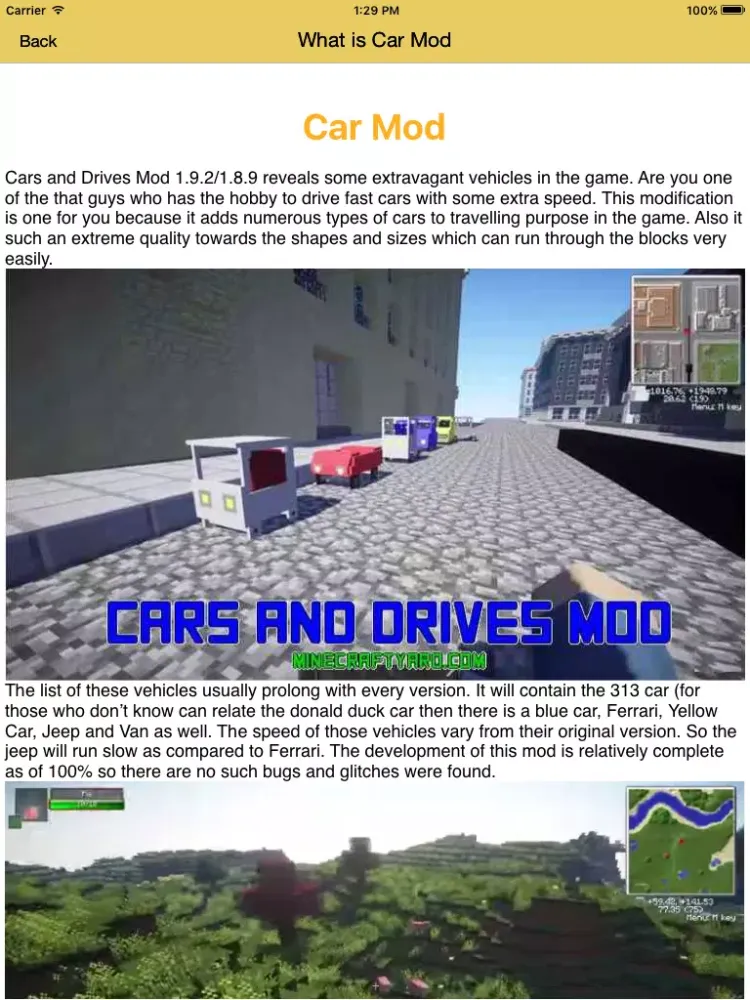 Cars Mod for Minecraft PC Ferrari Edition + Vehicles & Racing Car Driver Skins iPad  স্ক্রিনশট