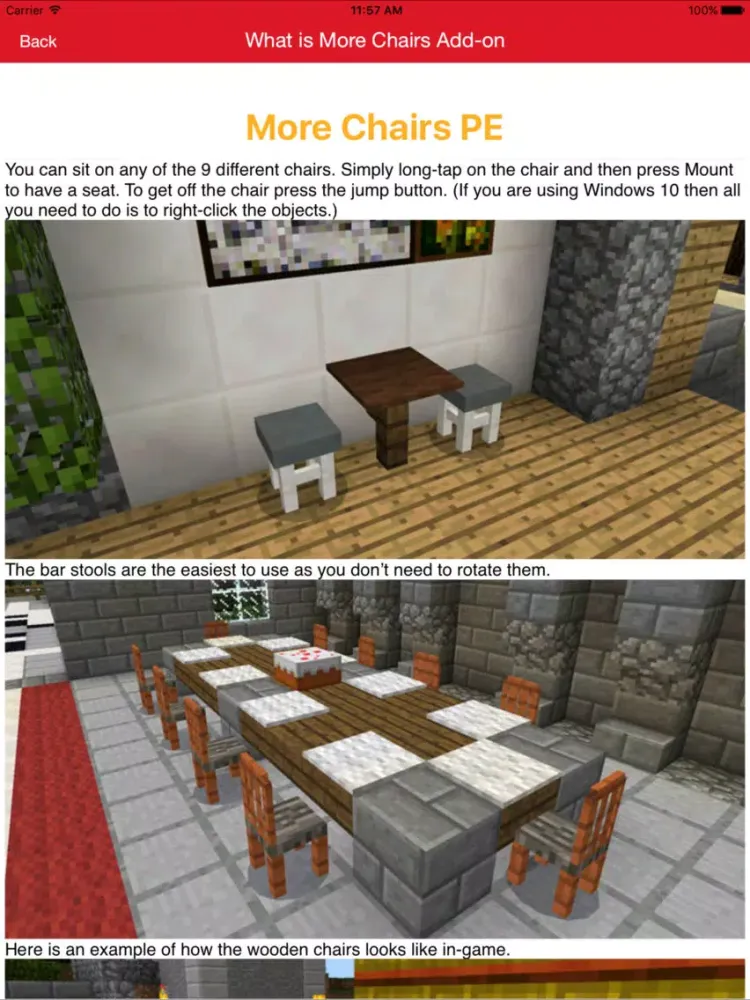 Furniture Addon For Minecraft PE One Touch Install iPad  Ekran Görüntüleri