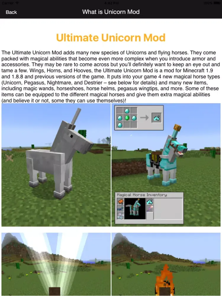 Ultimate Unicorn Pegasus Mod - Flying Horse Mod for Minecraft PC Guide iPad  स्क्रीनशॉट