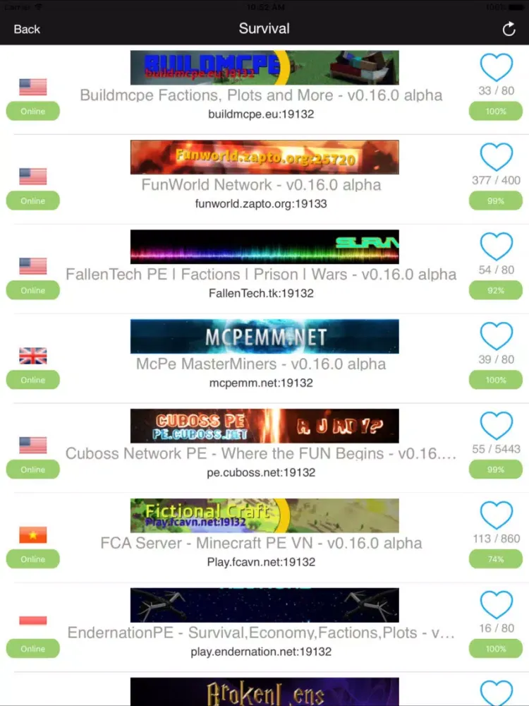 Скриншоты Multiplayer Servers for Minecraft Pocket Edition + iPad 