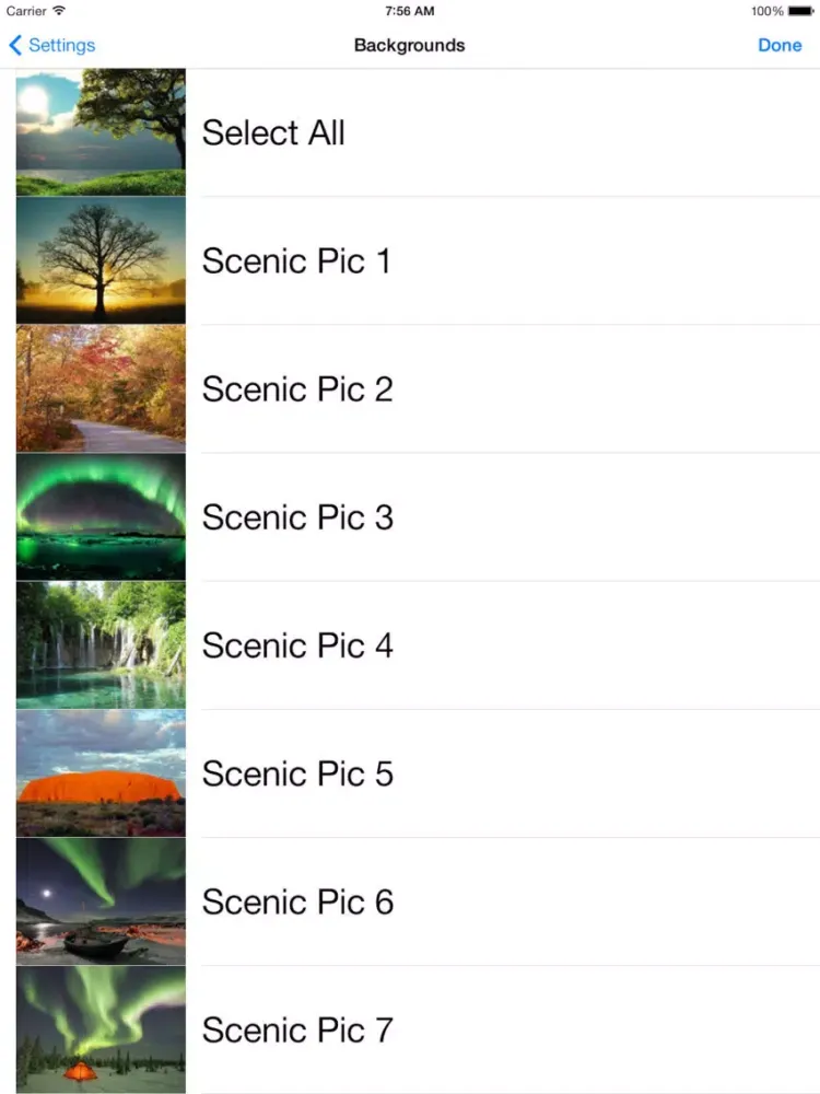 Nightstand Alarm Clock With Natural Pics & Sounds iPad  Screenshots