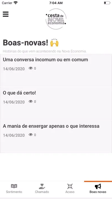 Capturas de tela do Cesta da Nova Economia