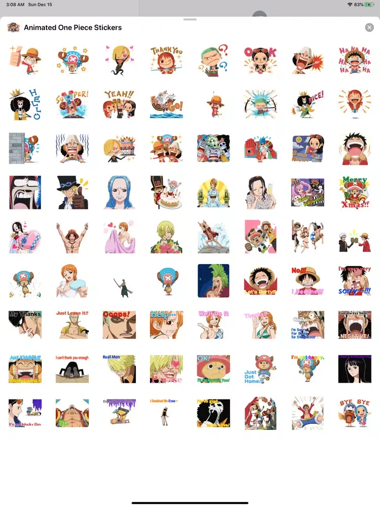 Animated 1 Peice Stickers iPad 应用截图