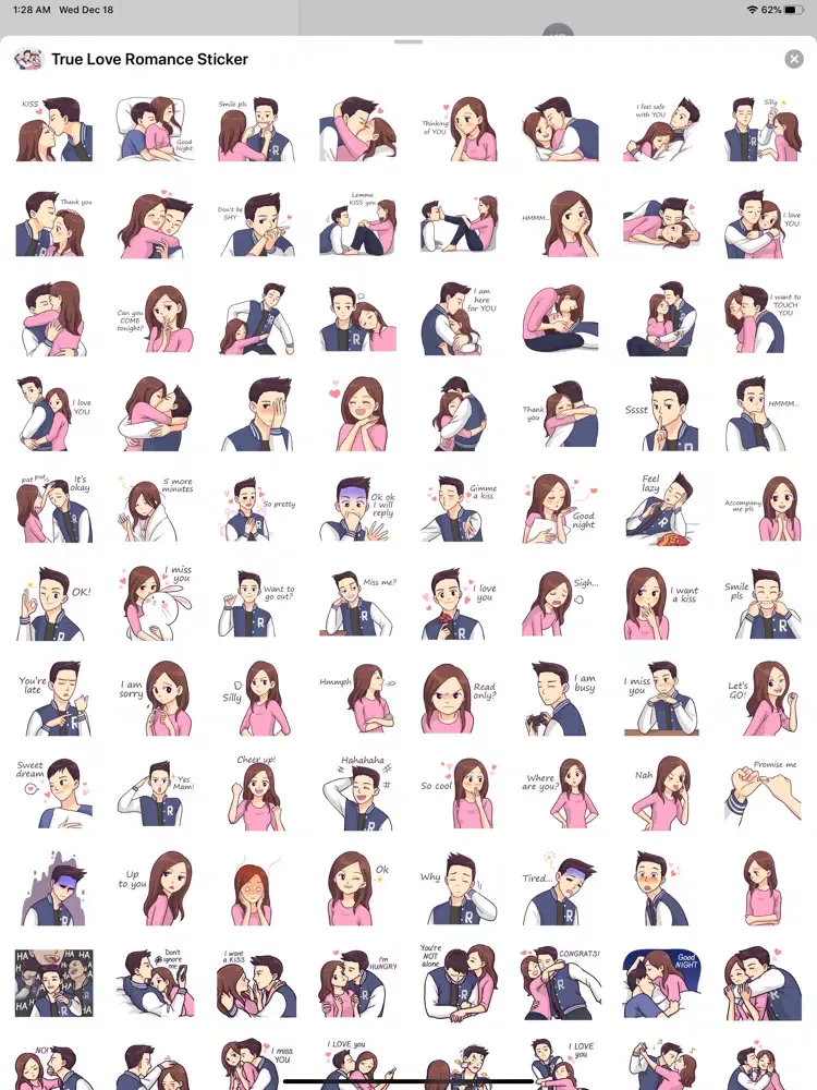 True Love Romance Stickers iPad  スクリーンショット