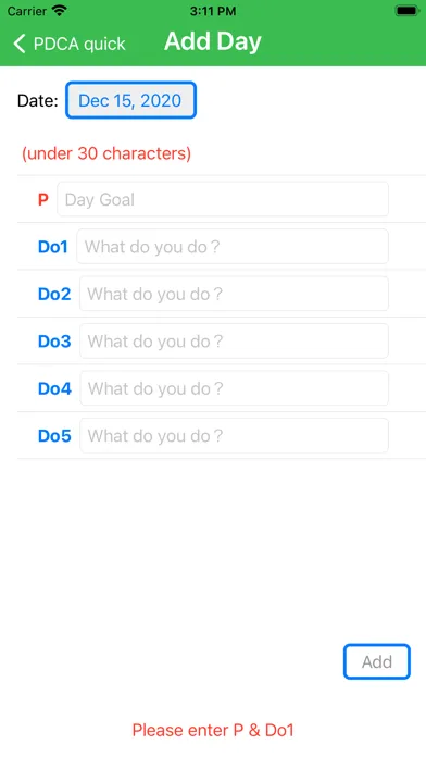 Screenshot di PDCA quick