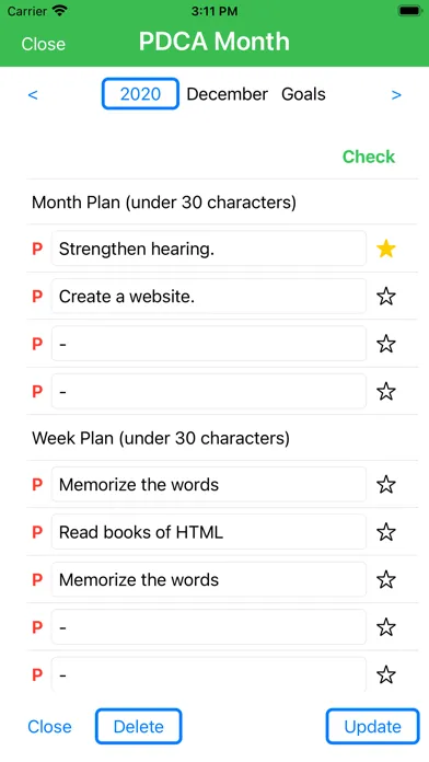 Screenshot di PDCA quick