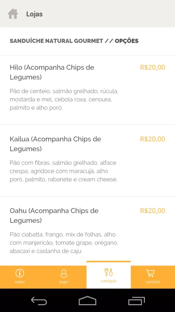 Capturas de tela do Aloha Poke Brasil