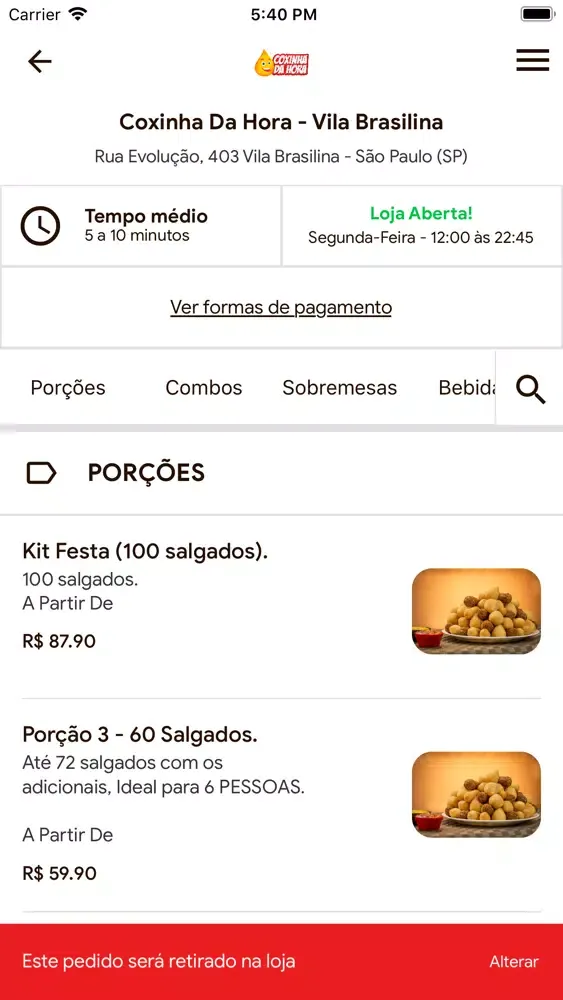 Capturas de pantalla de Coxinha da Hora Delivery