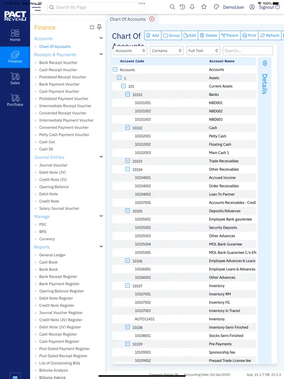 Zrzuty ekranu SITARAM PACT ERP iPad 