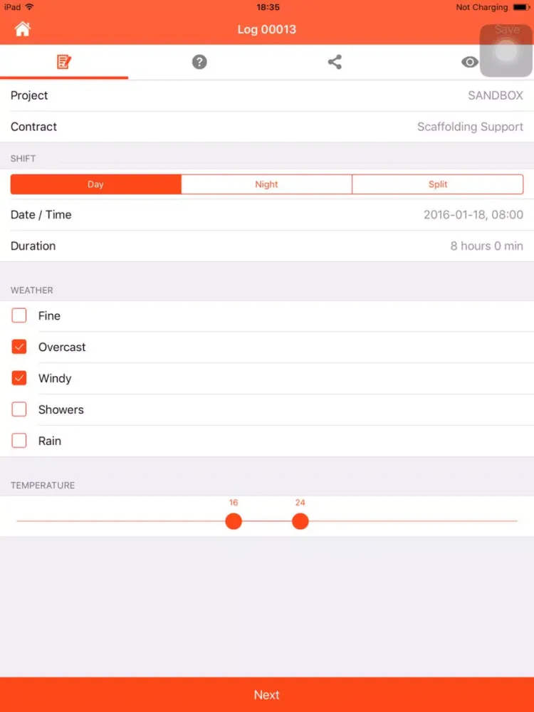 Tracka | ProjectTracka | The Ultimate Site Diary iPad  Screenshots