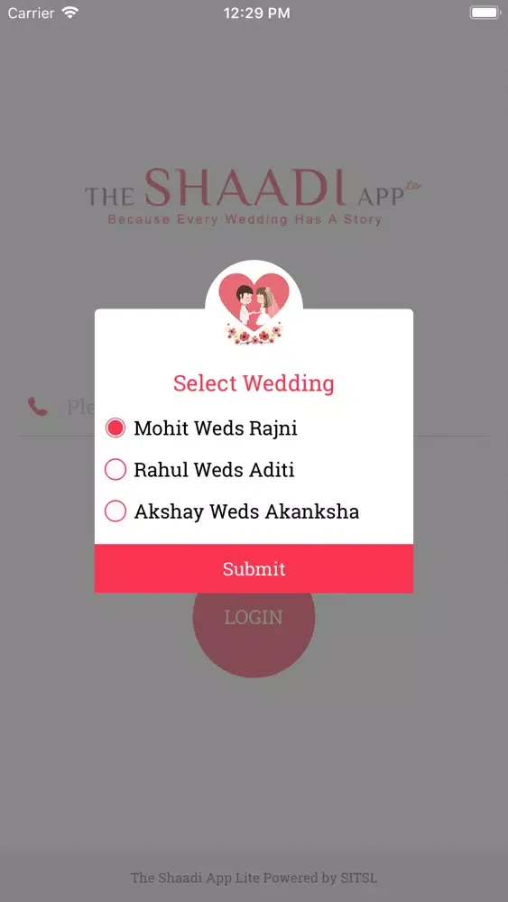 Tangkapan layar SITSL Wedding App lite