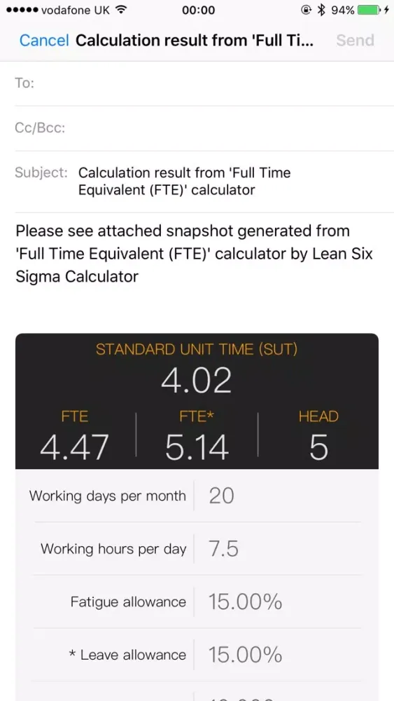 Lean Six Sigma Calculator Screenshots