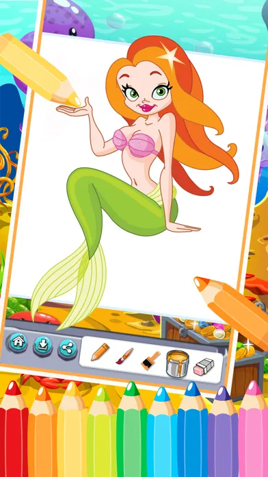 princess mermaid coloring pages free for girl kids 2应用截图