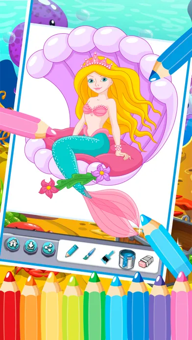 princess mermaid coloring pages free for girl kids 2应用截图