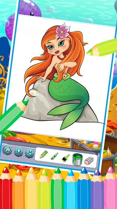 princess mermaid coloring pages free for girl kids 2应用截图