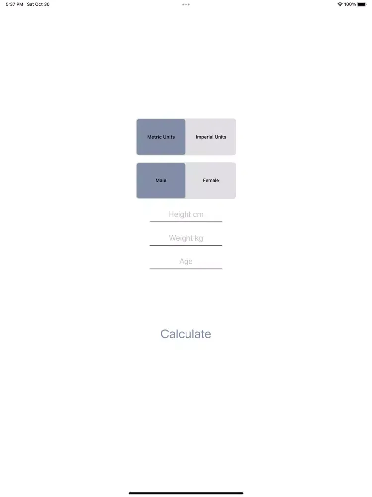 Tangkapan layar BMR Calculator Daily Calories iPad 