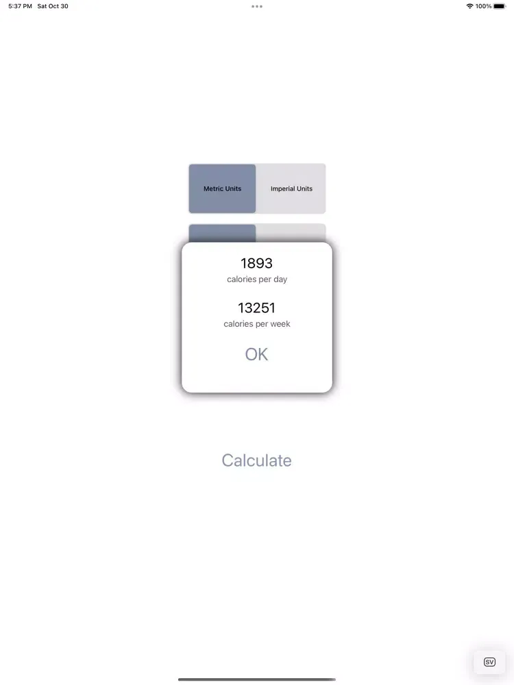 Tangkapan layar BMR Calculator Daily Calories iPad 
