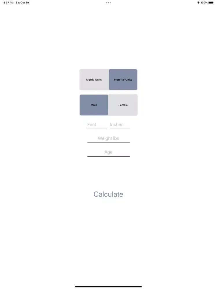 Tangkapan layar BMR Calculator Daily Calories iPad 