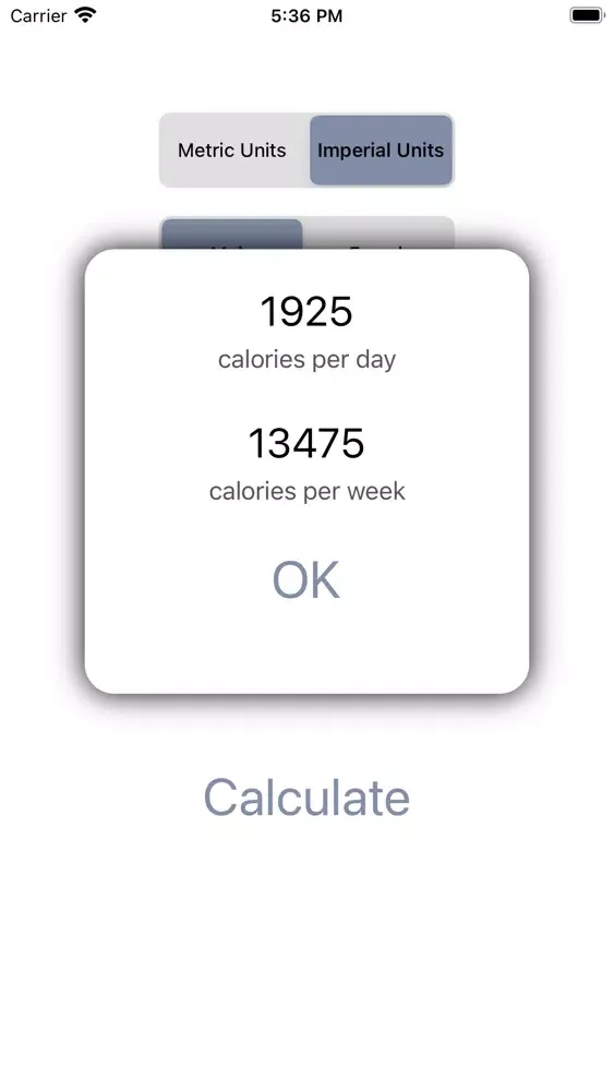 Tangkapan layar BMR Calculator Daily Calories