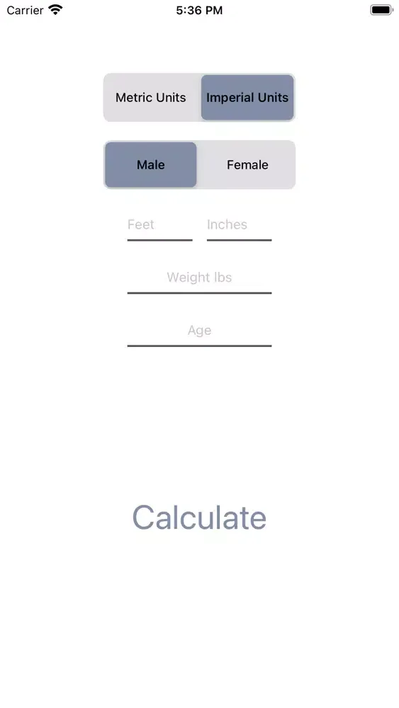 Tangkapan layar BMR Calculator Daily Calories