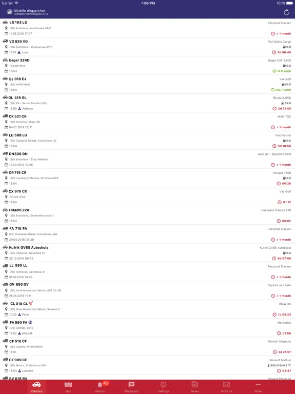 ภาพหน้าจอของ Mobile Dispecer iPad 