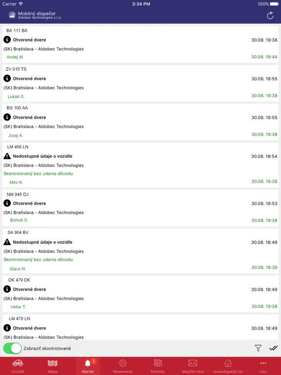 ภาพหน้าจอของ Mobile Dispecer iPad 