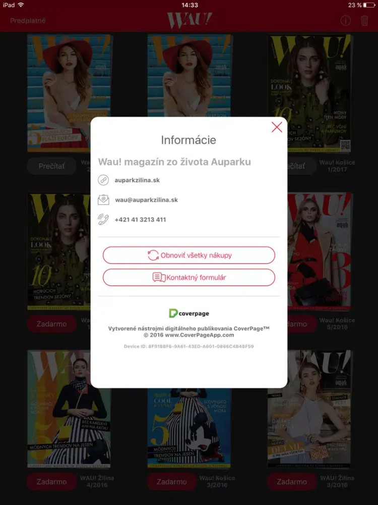 صور Wau! magazín zo života Auparku iPad 