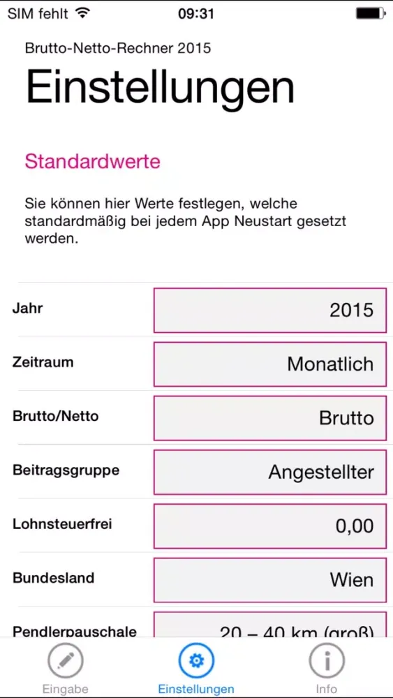 Tangkapan skrin Brutto Netto Rechner 2017