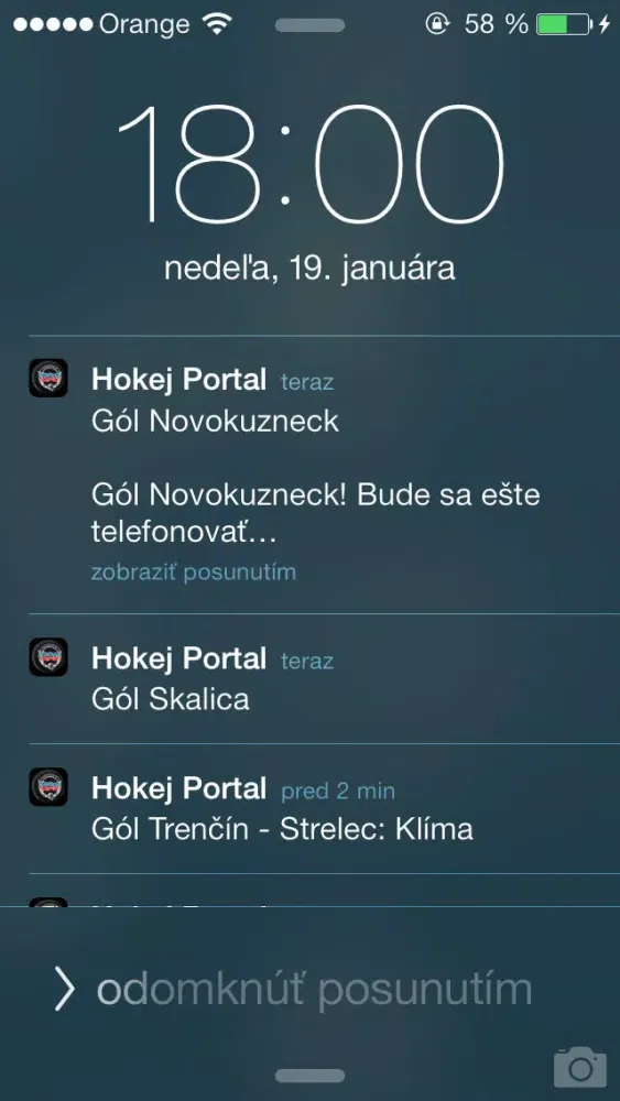 ภาพหน้าจอของ Hokej Portál