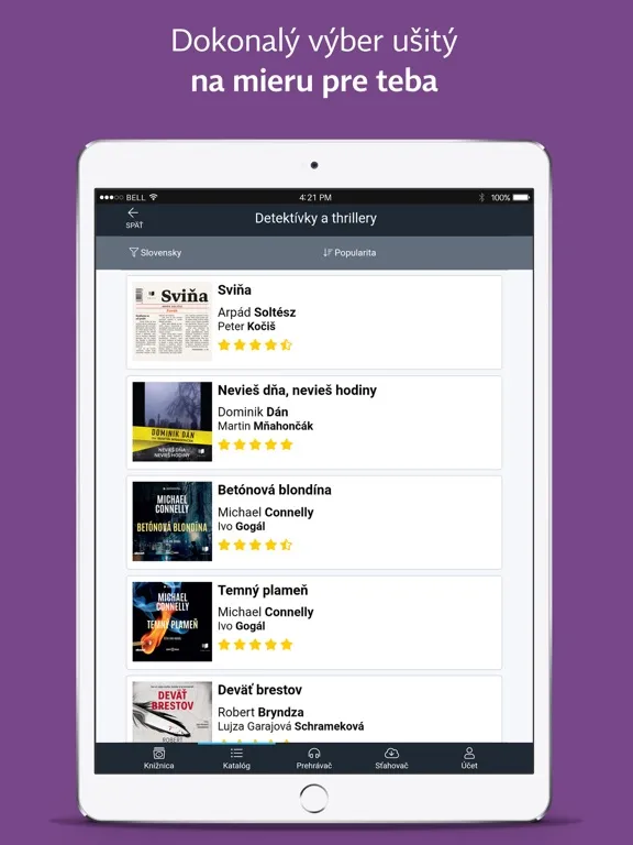 Tangkapan layar Martinus.sk Audioknihy iPad 