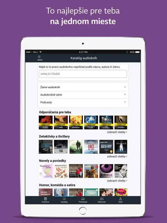 Tangkapan layar Martinus.sk Audioknihy iPad 