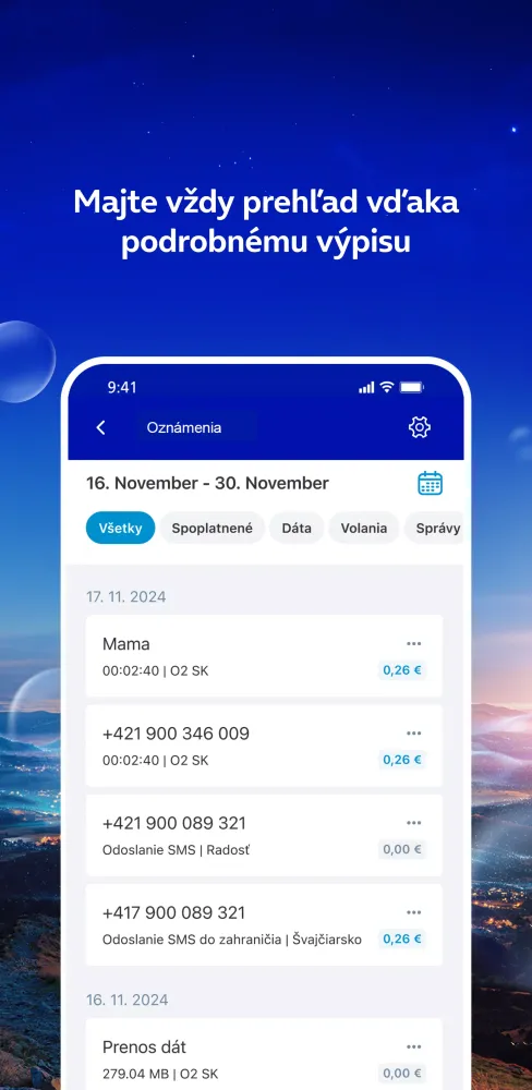 O2 aplikácia Screenshots