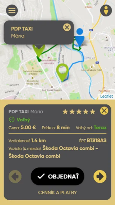 Capturas de tela do PDP Taxi