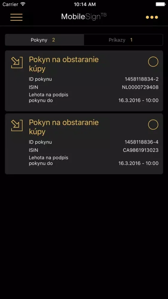 Zrzuty ekranu MobileSign