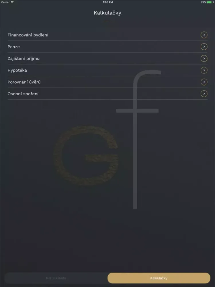 صور GoldenFin Finanční kalkulačka iPad 
