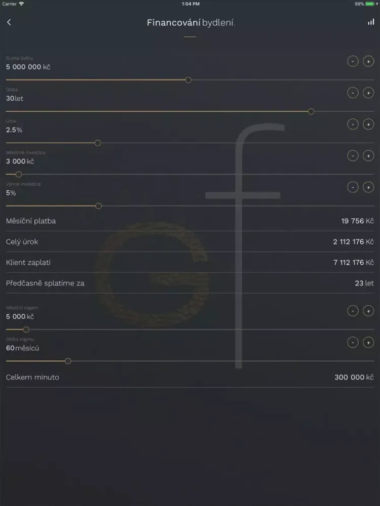 صور GoldenFin Finanční kalkulačka iPad 
