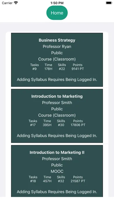 Skill Syllabus Screenshots