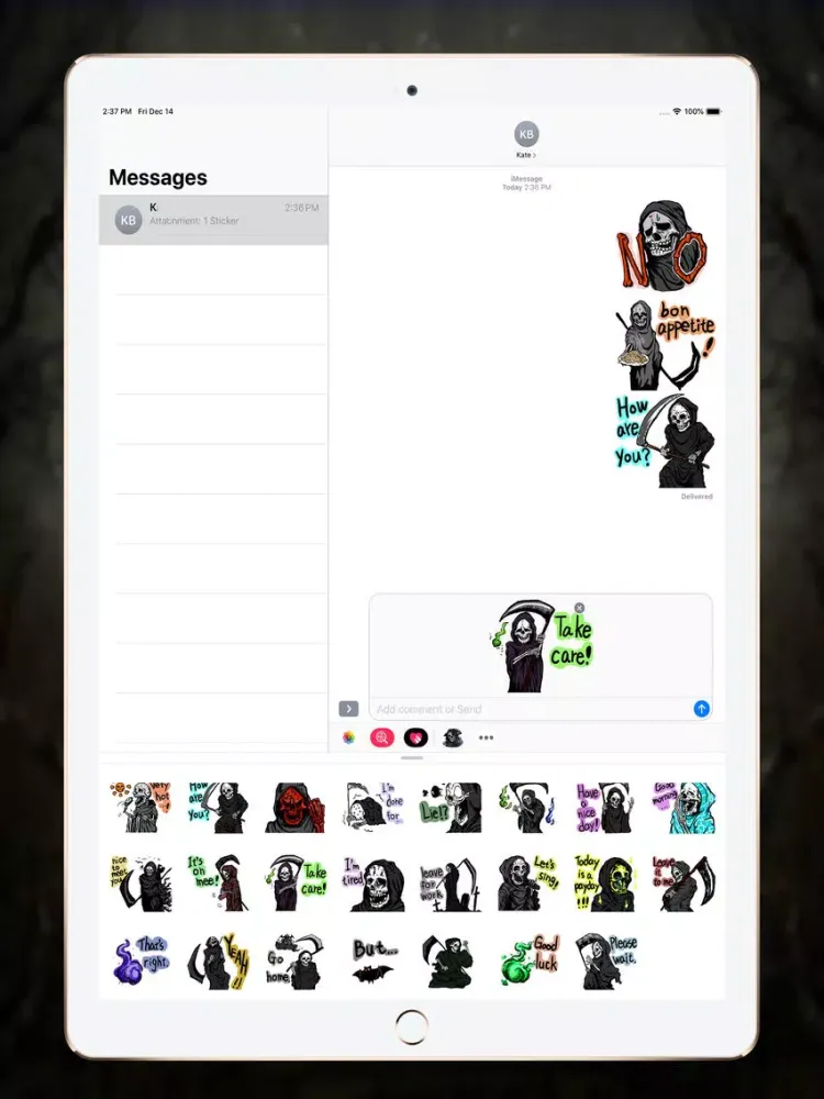 ภาพหน้าจอของ Skull Death Stickers iPad 