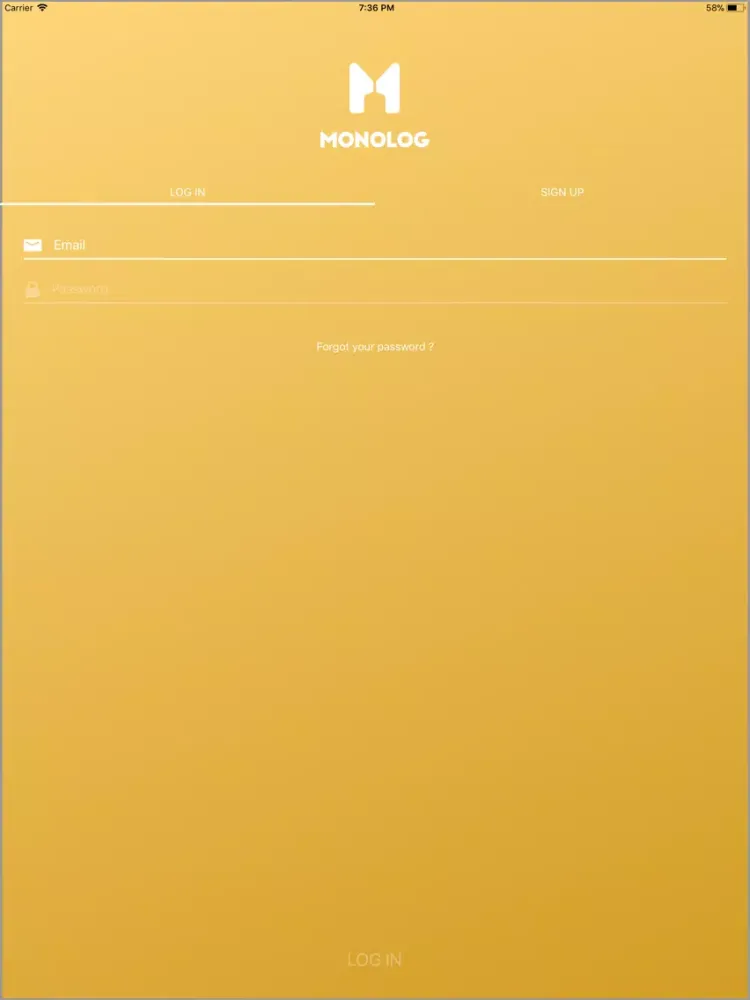 Tangkapan skrin Monolog's iPad 