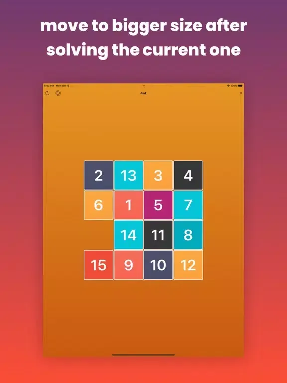 Zrzuty ekranu sliding 15puzzle fifteen iPad 